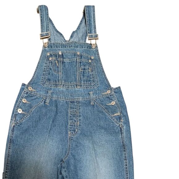 Vintage L.A. Blues Bib overalls size Small 90's Y2K carpenter denim front seam - Picture 11 of 11